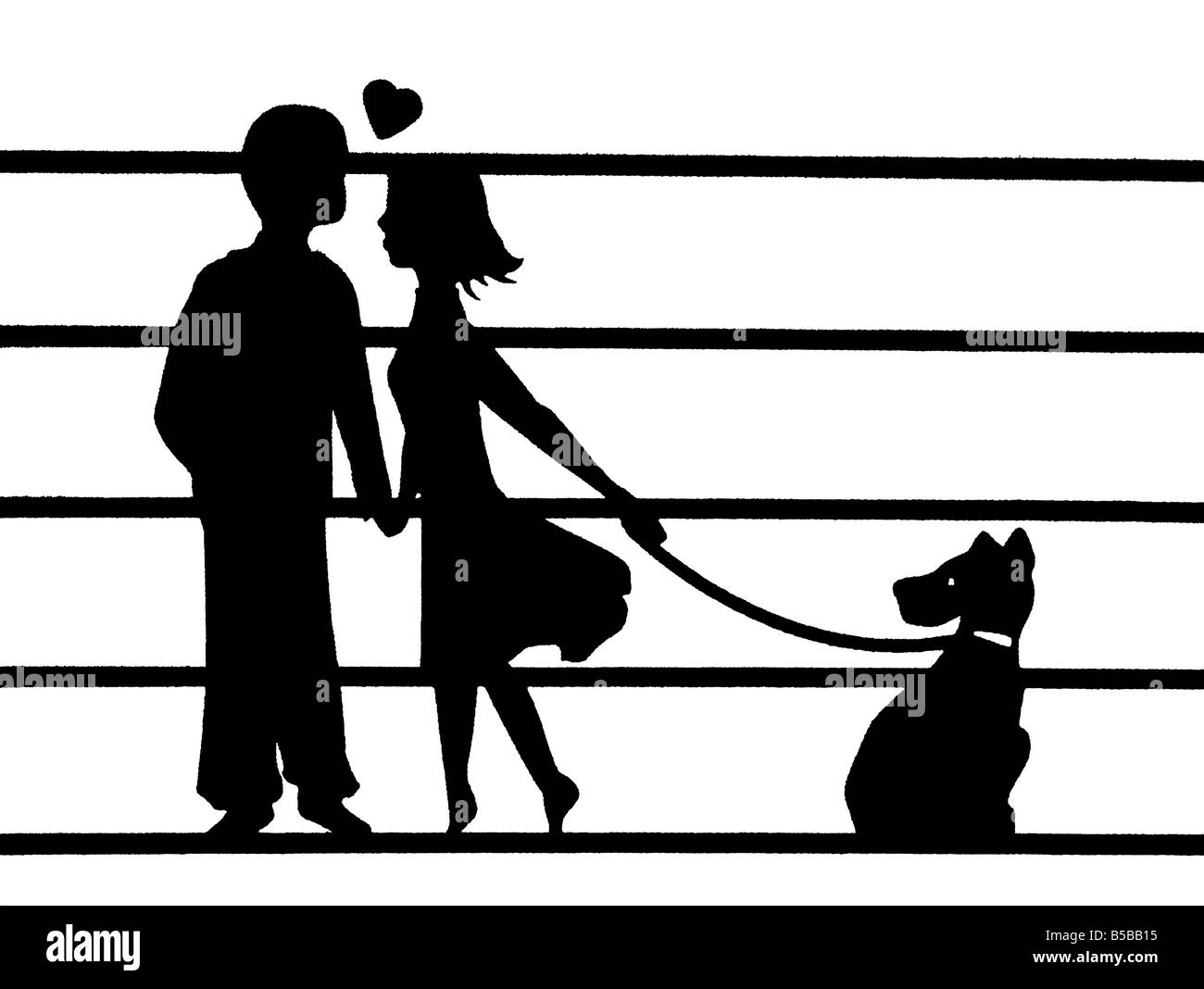 A black and white image of a graphic design. A couple kissing with a ...