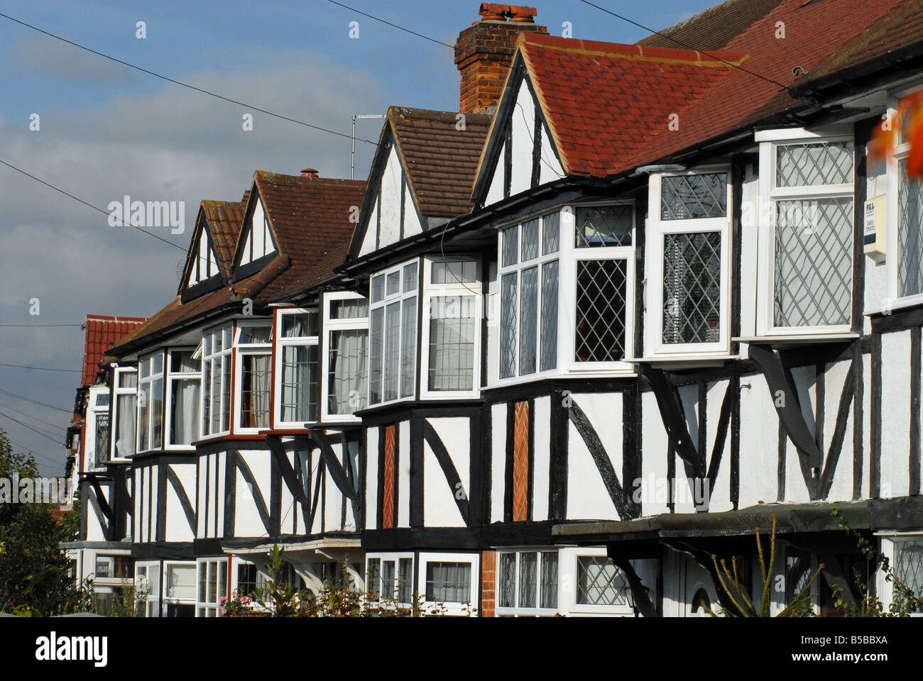 Suburban mock tudor semidetached houses South West London UK Stock