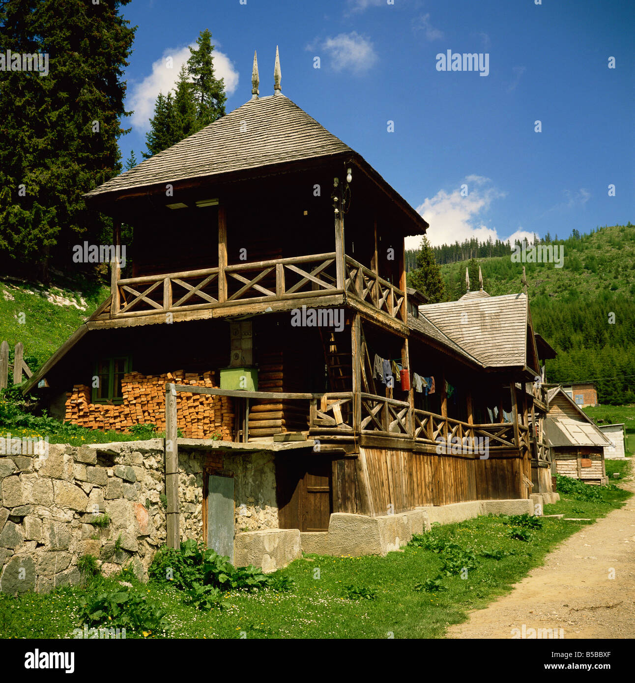 The Orthodox Pestera Monastery, Bucegi Mountains, Carpathians, Transylvania, Romania, Europe Stock Photo