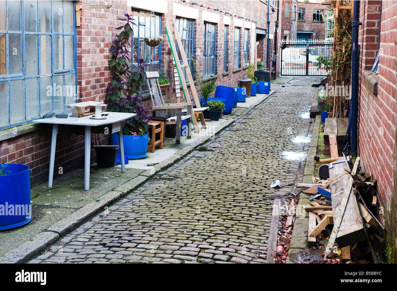 Old 'cobbled' street scene South Yorkshire, England, 'Great Britain' Stock Photo