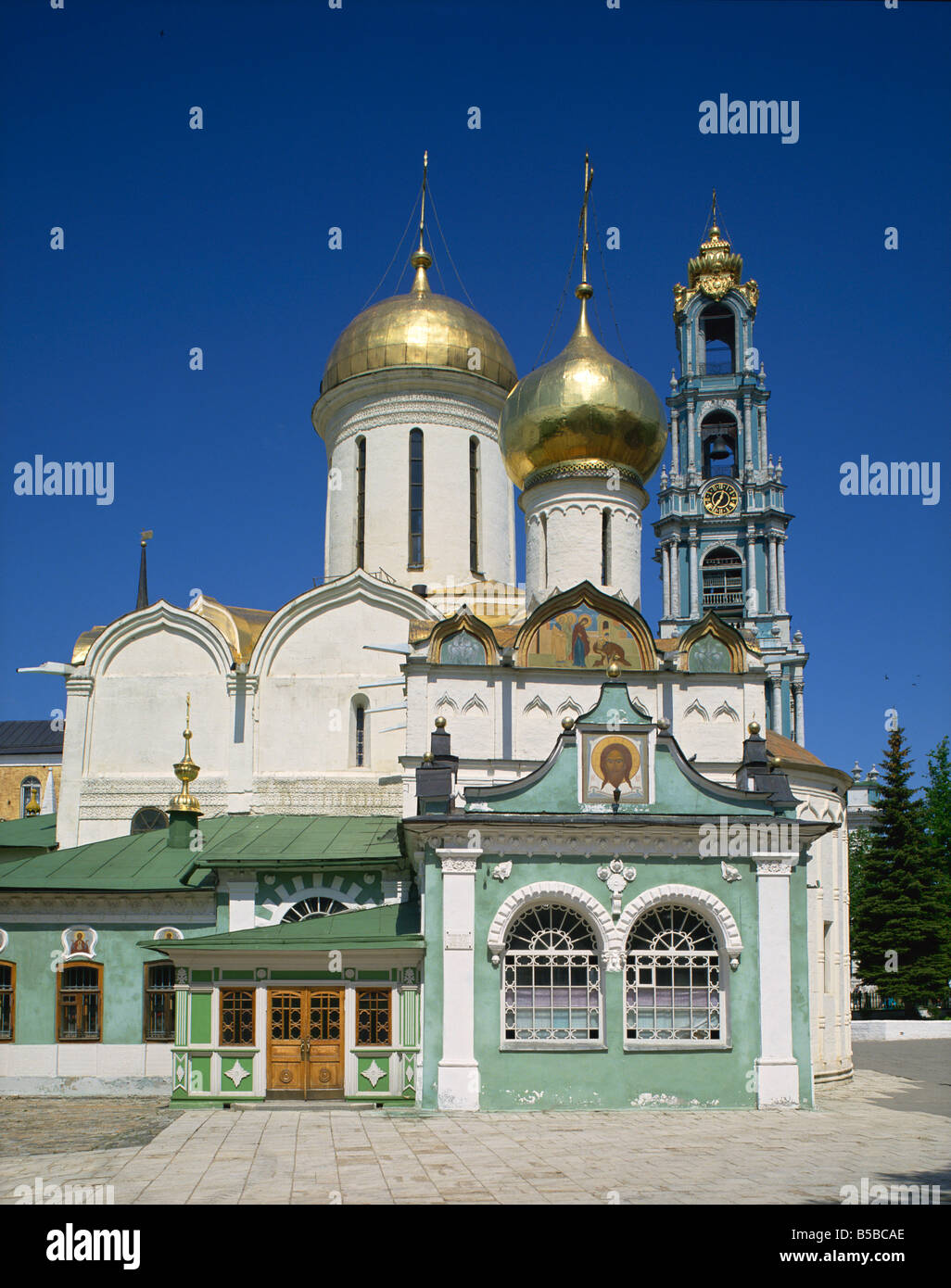 Trinity Cathedral and bell tower Trinity Monastery of St Sergius Zagorsk Russia Europe Stock Photo