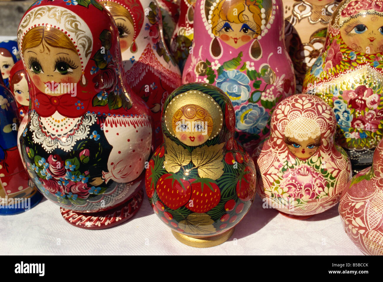 Nesting dolls Yuzhno Sakhalin Russian Far East Russia Europe Stock Photo