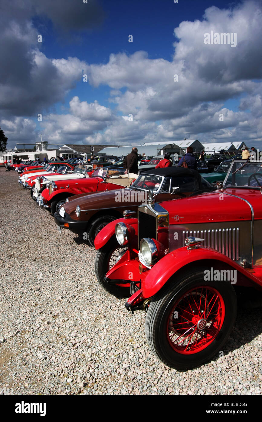 A line up of traditional classic MG sports cars Stock Photo