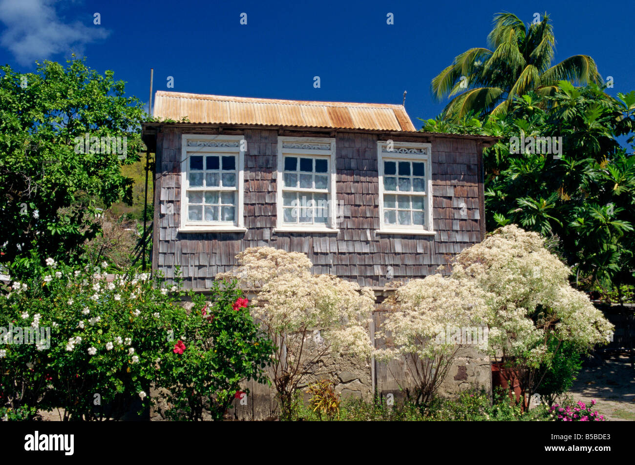 Shingle house Bequia Port Elizabeth Grenadines Windward Islands West Indies Caribbean Central America Stock Photo