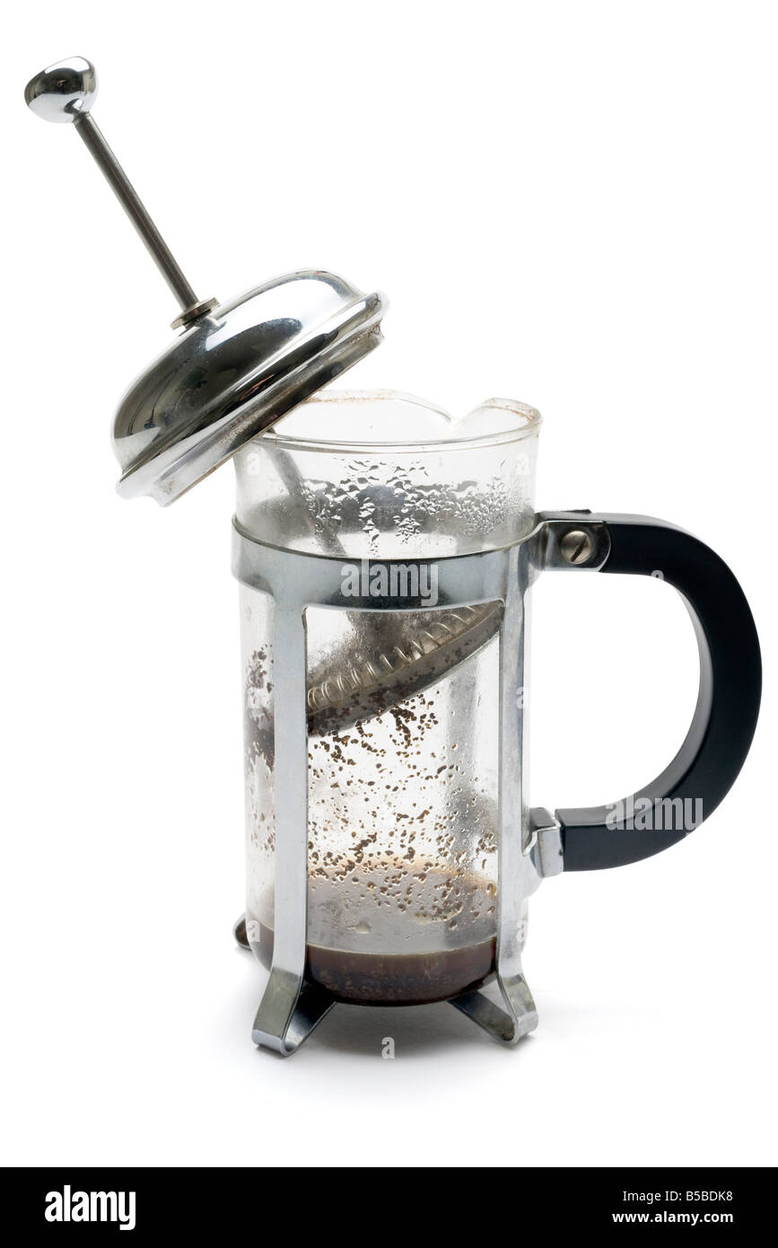Used and empty coffee cafetiere Stock Photo