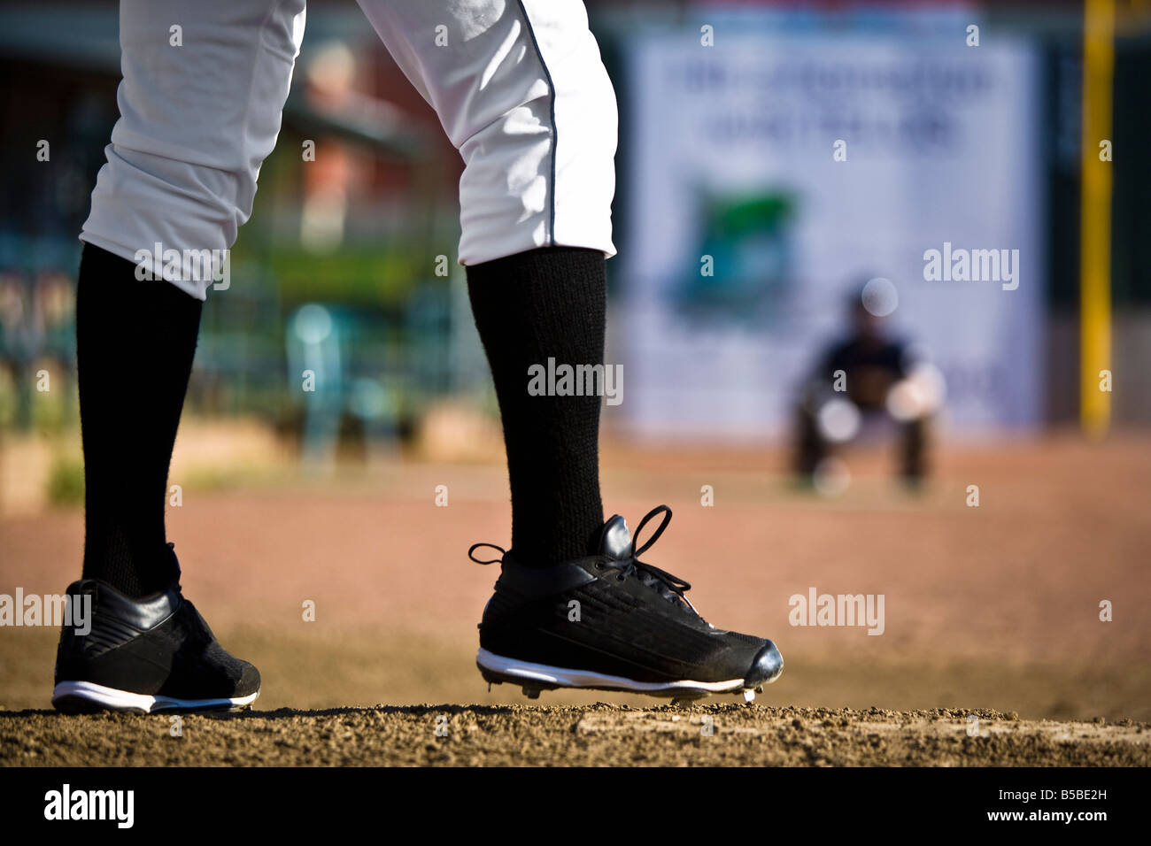 Baseball player's feet Stock Photo