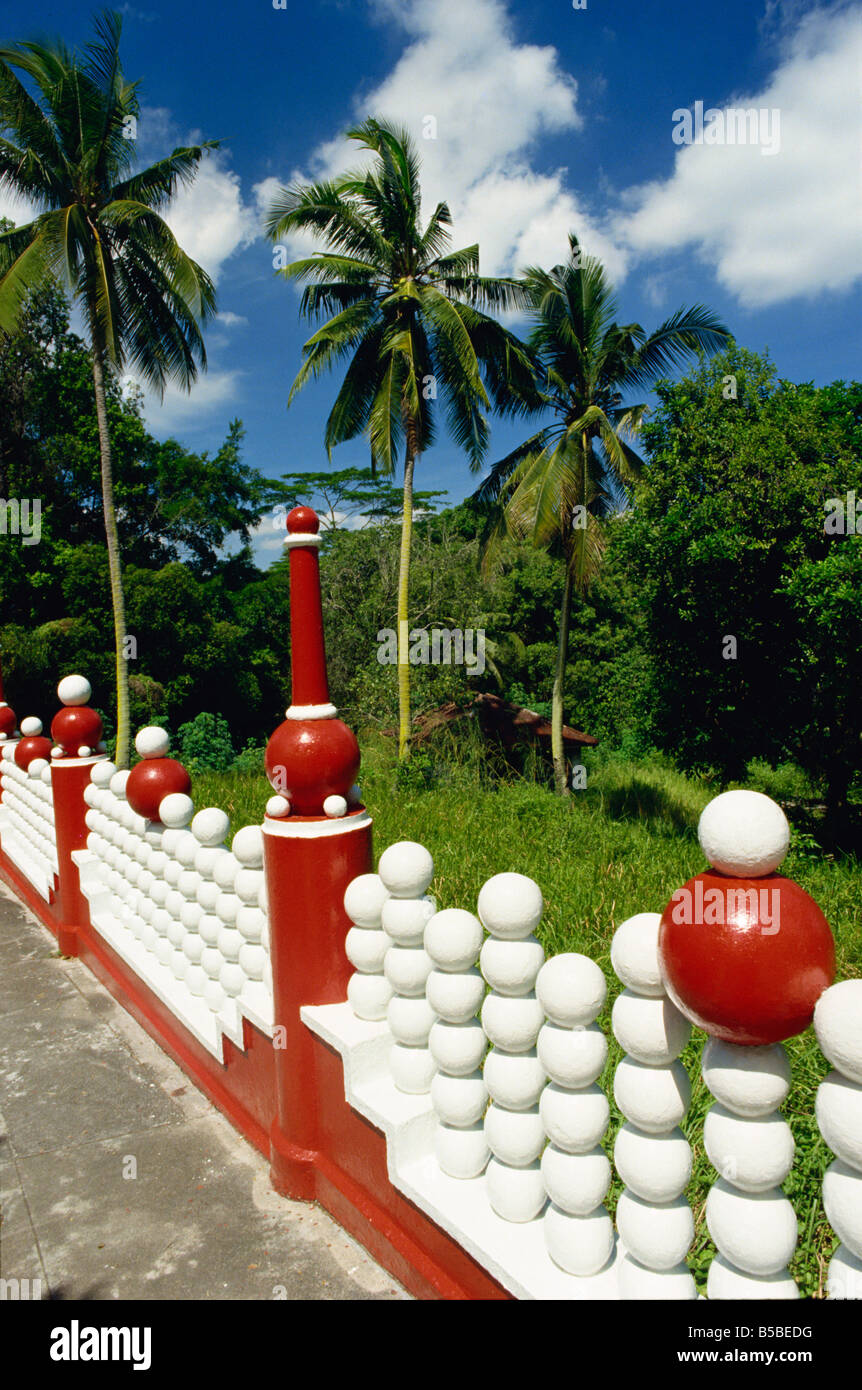 Red and white railings at the Tiger Balm Gardens in Singapore Southeast Asia Asia Stock Photo