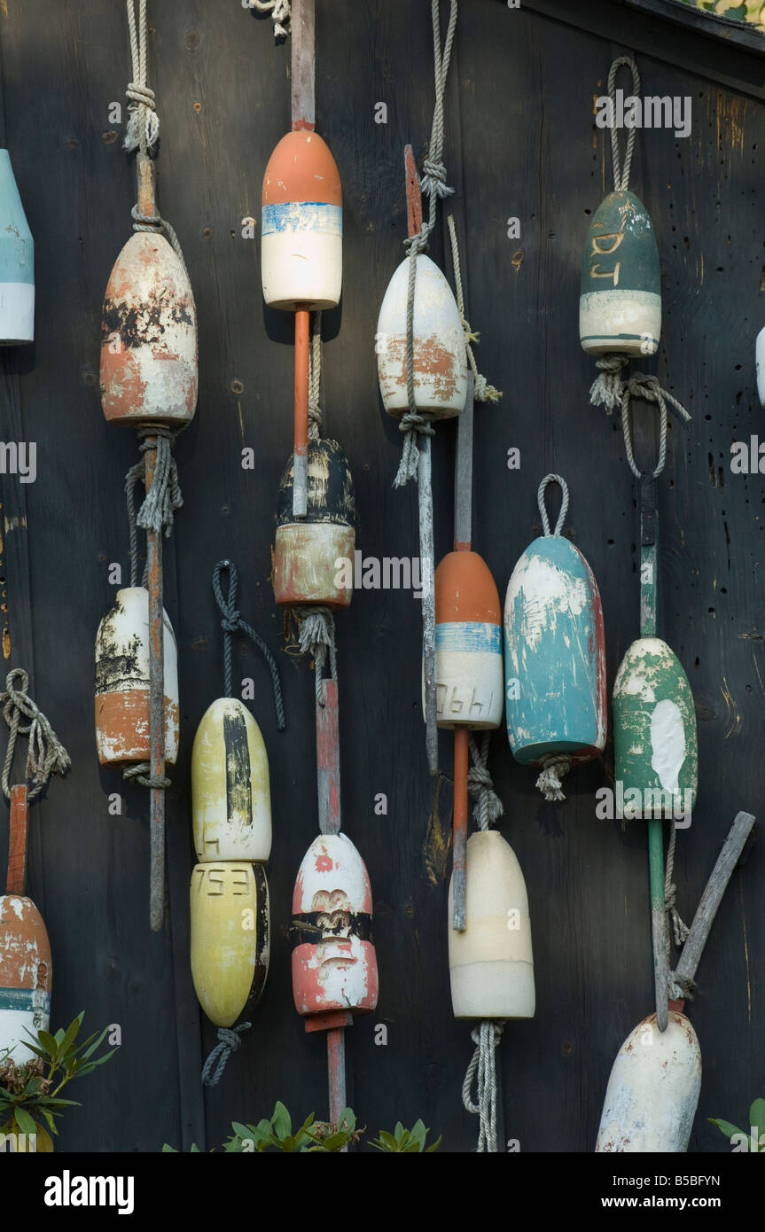 Crab Pot Markers Hang From The Wall Of A Shed In Marblehead 