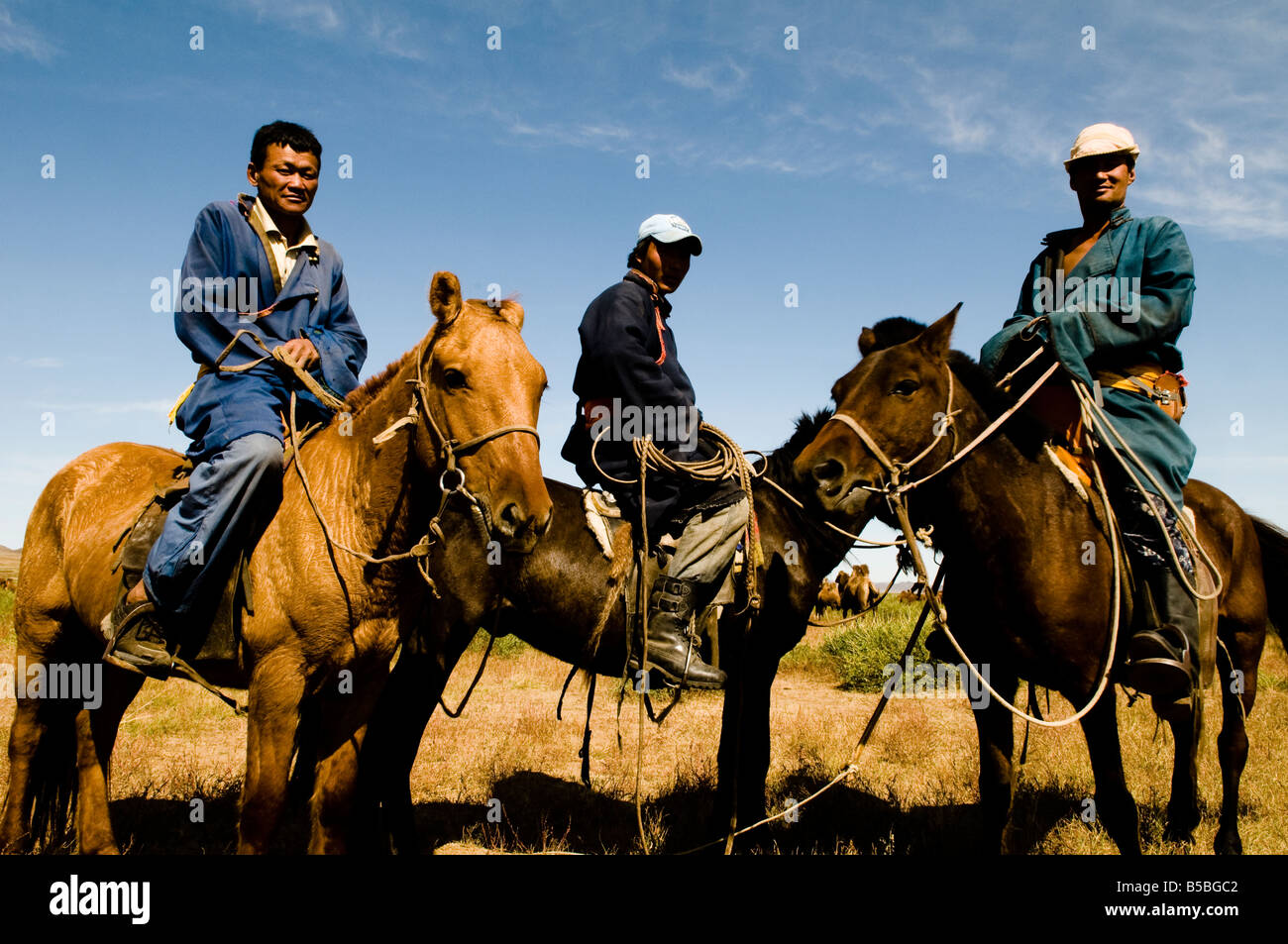 Mongolian nomads on their horses Stock Photo - Alamy