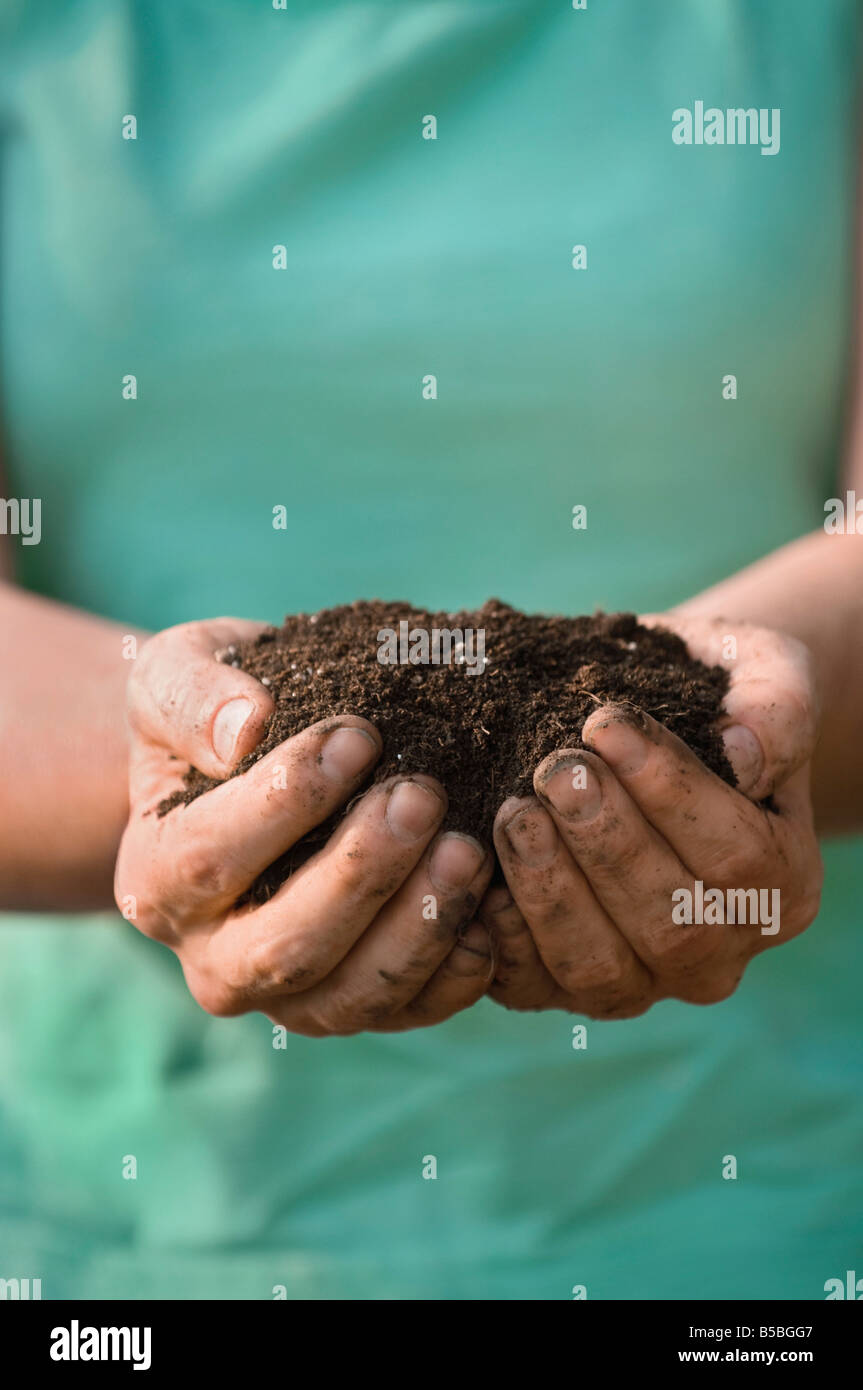 Handful of soil Stock Photo