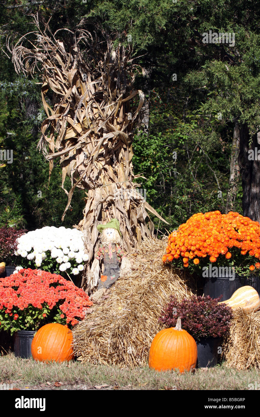 Fall Harvest and Halloween decorations in October in Branson Missouri