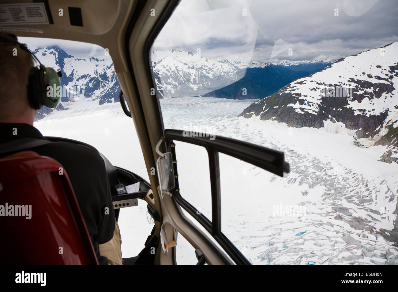Helicopter ride to Mendenhall Glacier near Juneau, Alaska Stock Photo