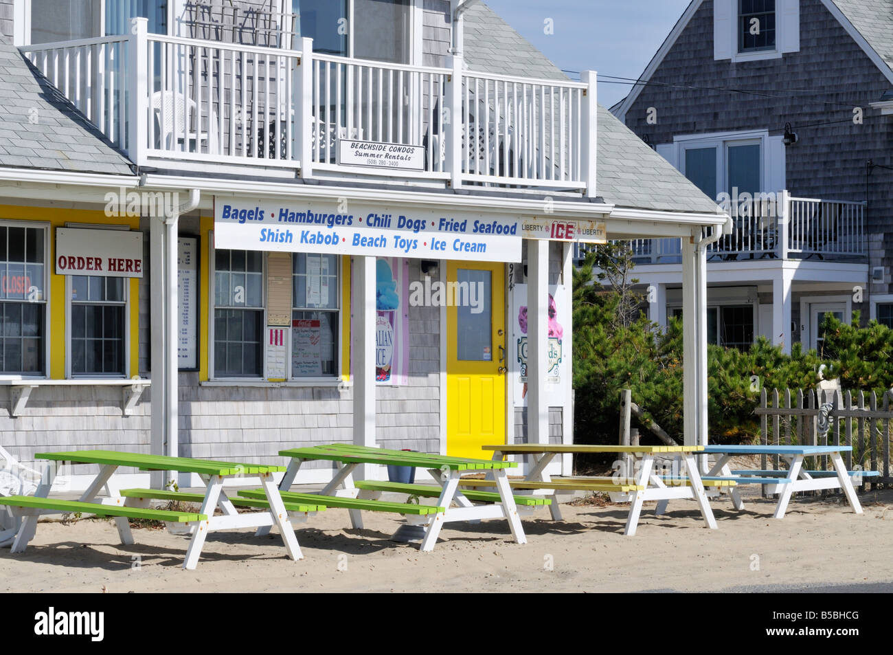 Clam shack take out food shanty at Craigville beach, Hyannis in the summer  Massachusetts USA Stock Photo