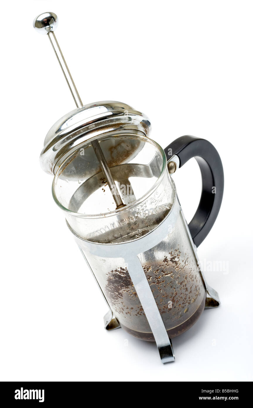 Used and emptied coffee cafetiere Stock Photo