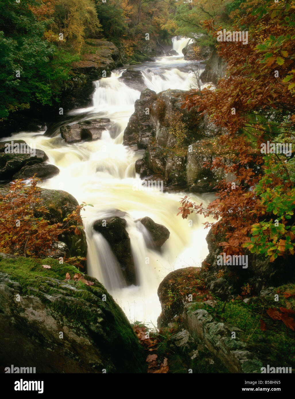 Waterfall on Afon Llugwy Betws Y Coed Wales United Kingdom Europe Stock Photo