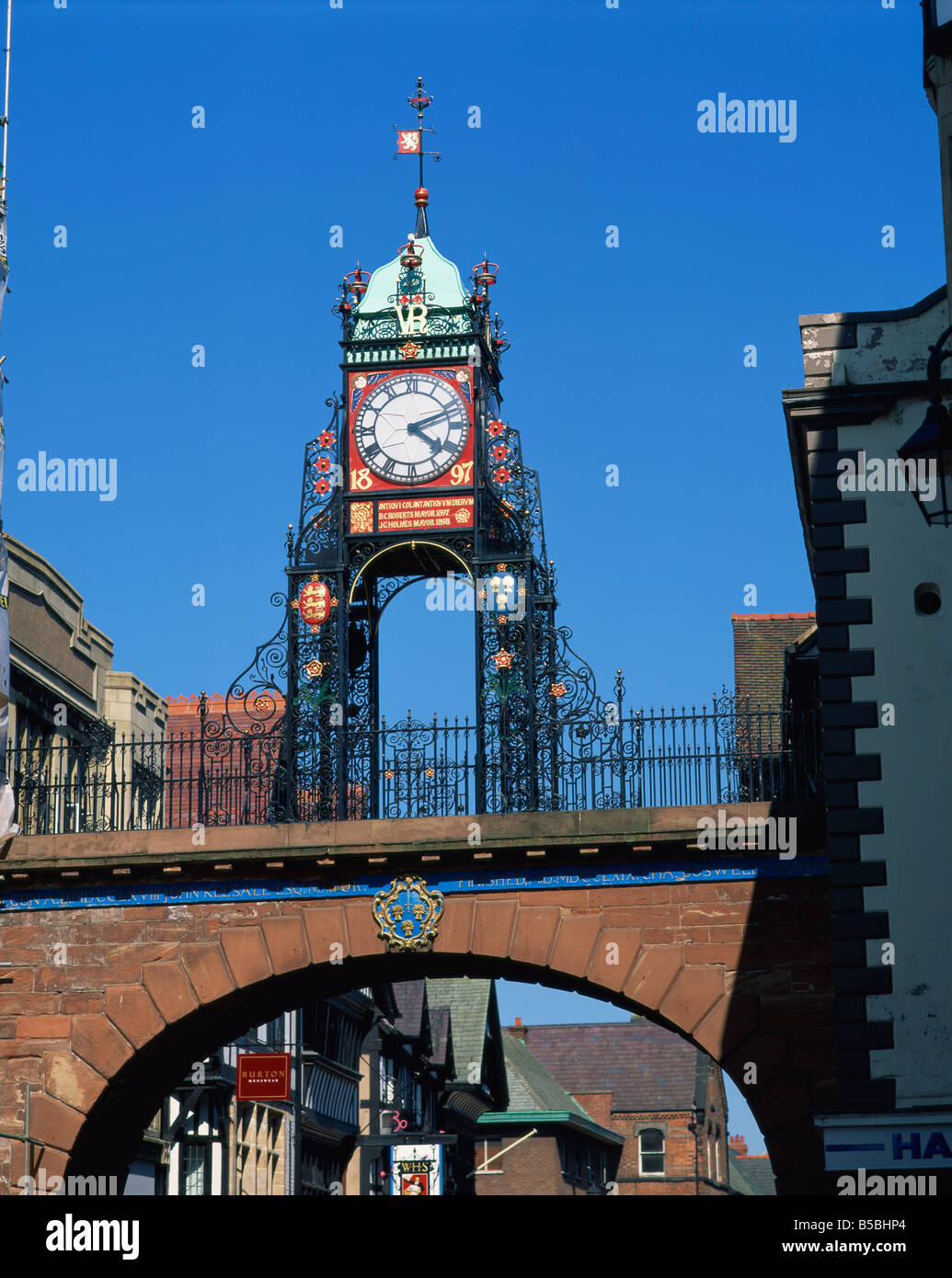 The East Gate Clock Chester Cheshire England United Kingdom Europe Stock Photo