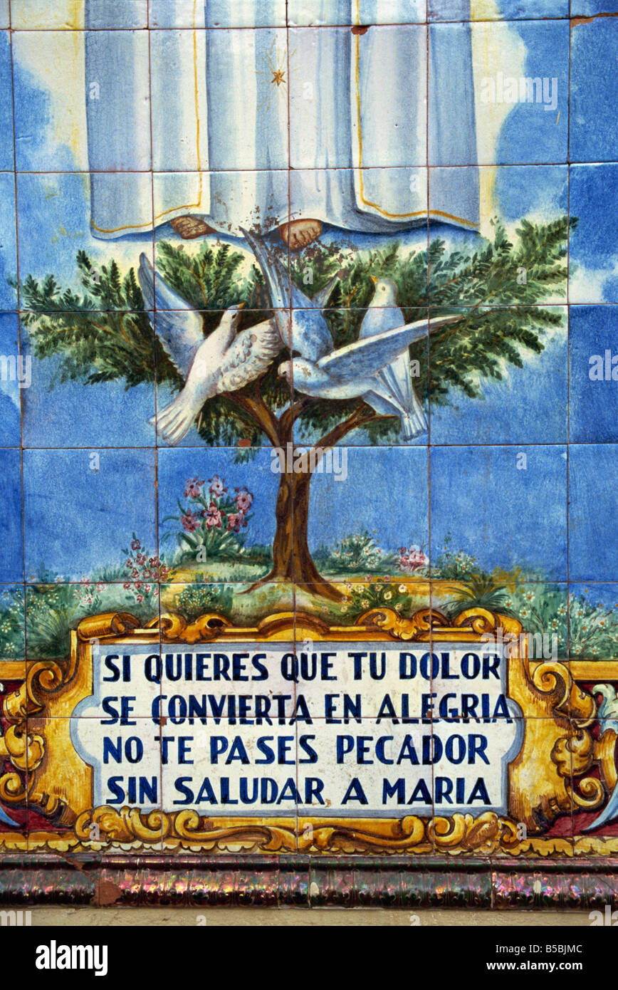 Ceramic tiles of religious theme Ceuta Spanish North Africa Africa Stock Photo