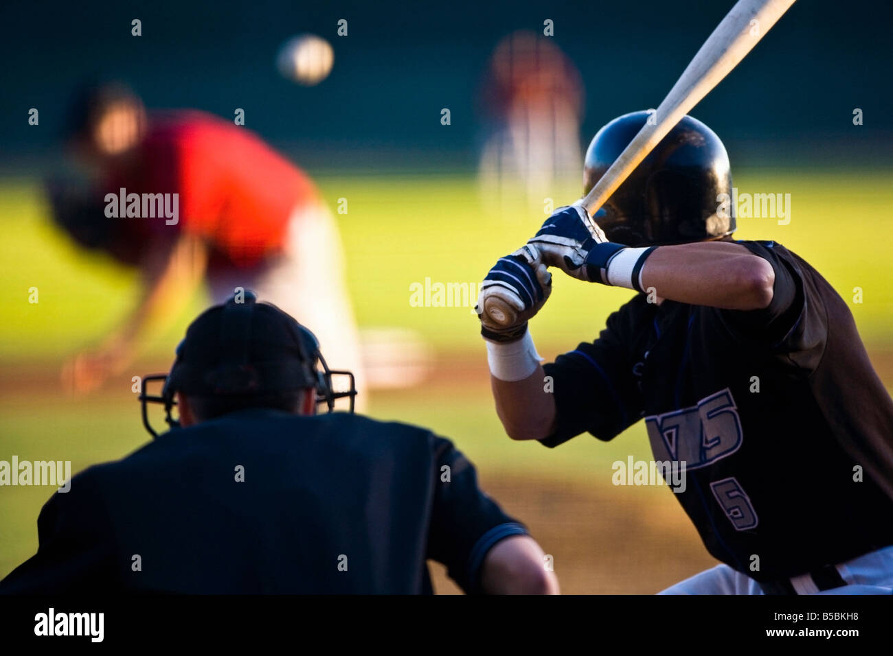 Baseball player up to bat Stock Photo