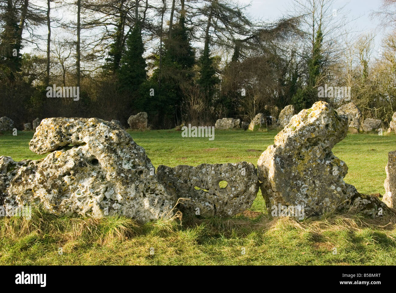 Close up on Three Stones of The King s Men Stone Circle The Rollright Stones Oxfordshire England Stock Photo