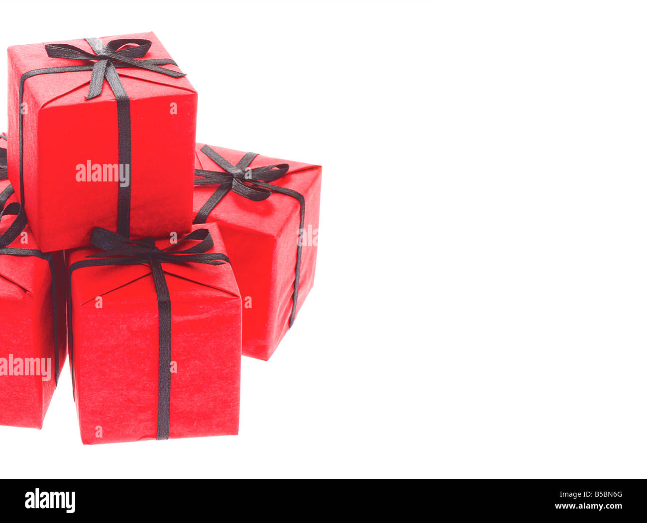 Red gift boxes with copy space on white Stock Photo - Alamy