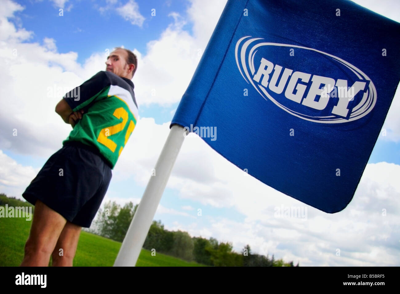Rugby referee on the sideline Stock Photo