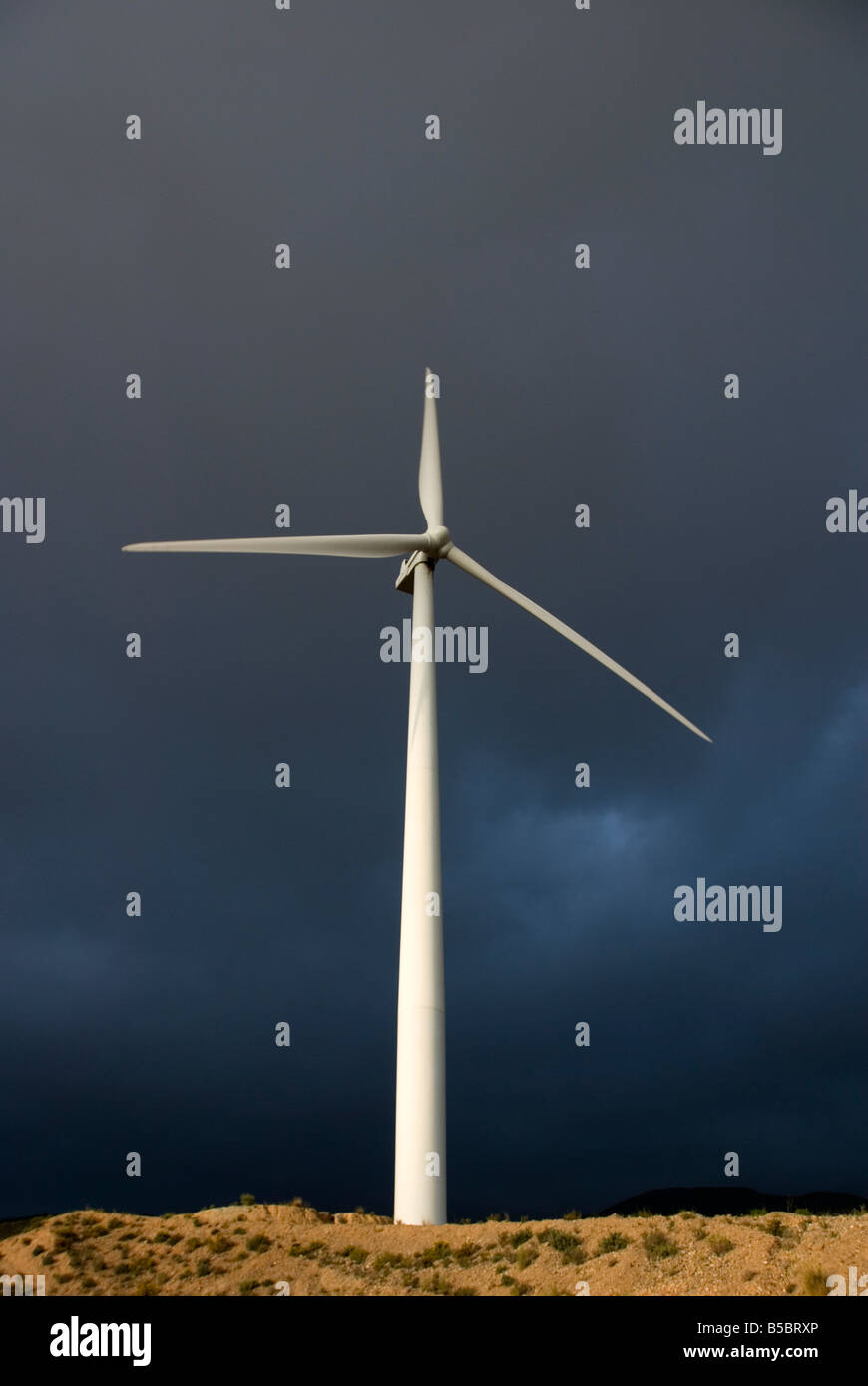 Wind turbines that produce clean sustainable energy in the Sierra