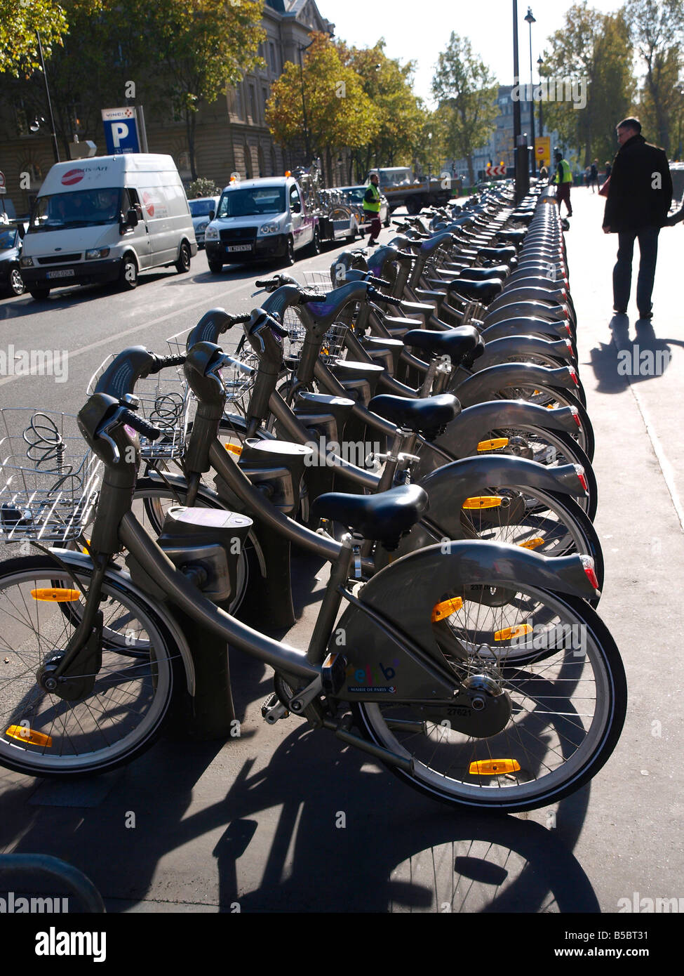 Velib freedom bikes at the Hotel de Ville Paris. The scheme is