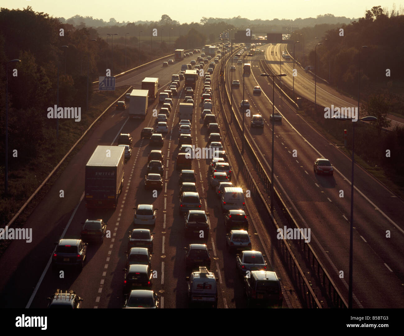 Traffic jam on the M25 motorway. Kent, England, UK. Stock Photo