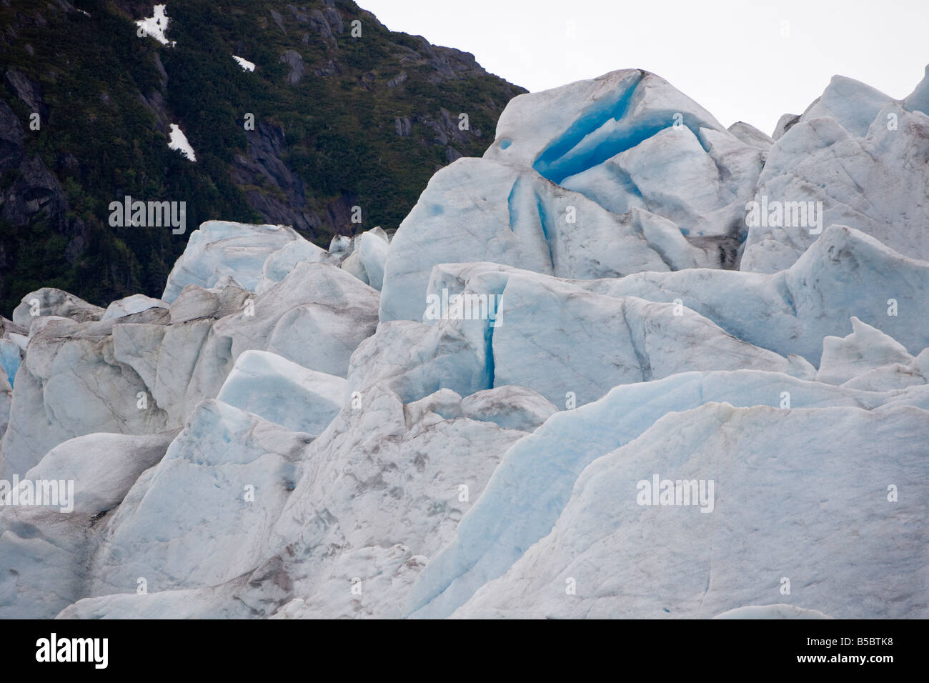 Close up view of ice shapes on the top of Mendenhall Glacier near Juneau, Alaska Stock Photo