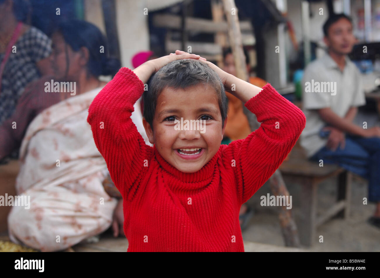 Young child in a village in Nepal Stock Photo