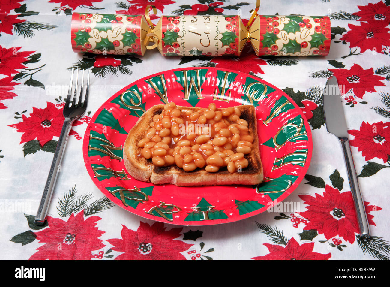 Economy Christmas Dinner Stock Photo