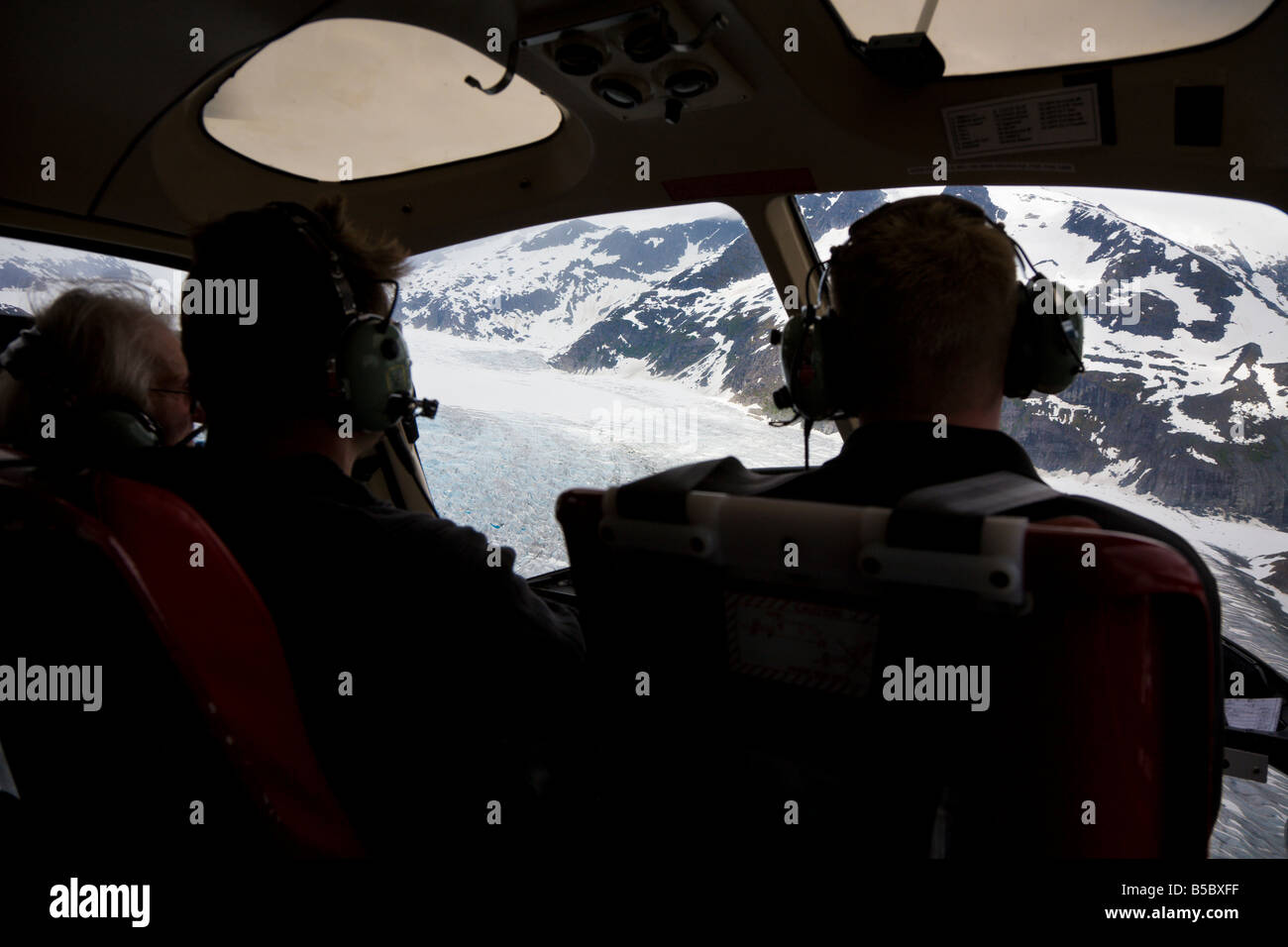 Helicopter ride to Mendenhall Glacier near Juneau, Alaska Stock Photo