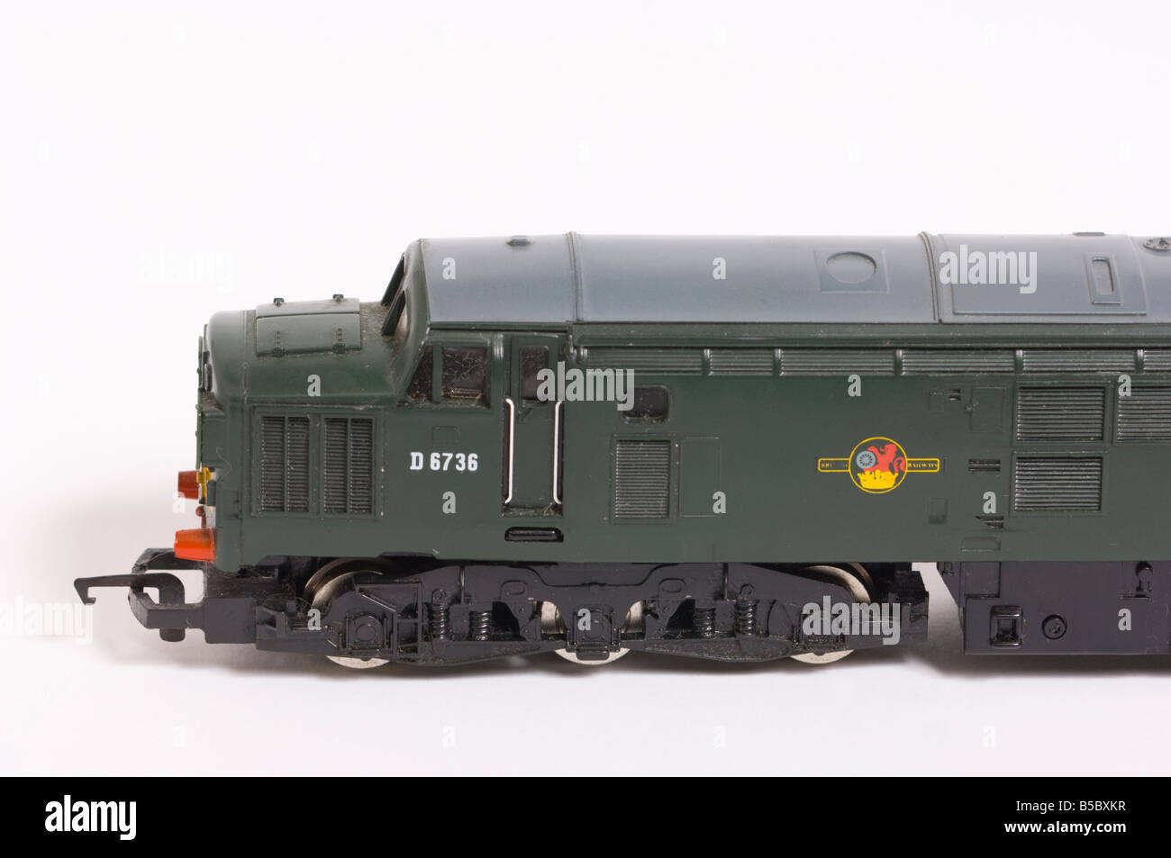 Close up of a Hornby electric diesel model train in one livery shot