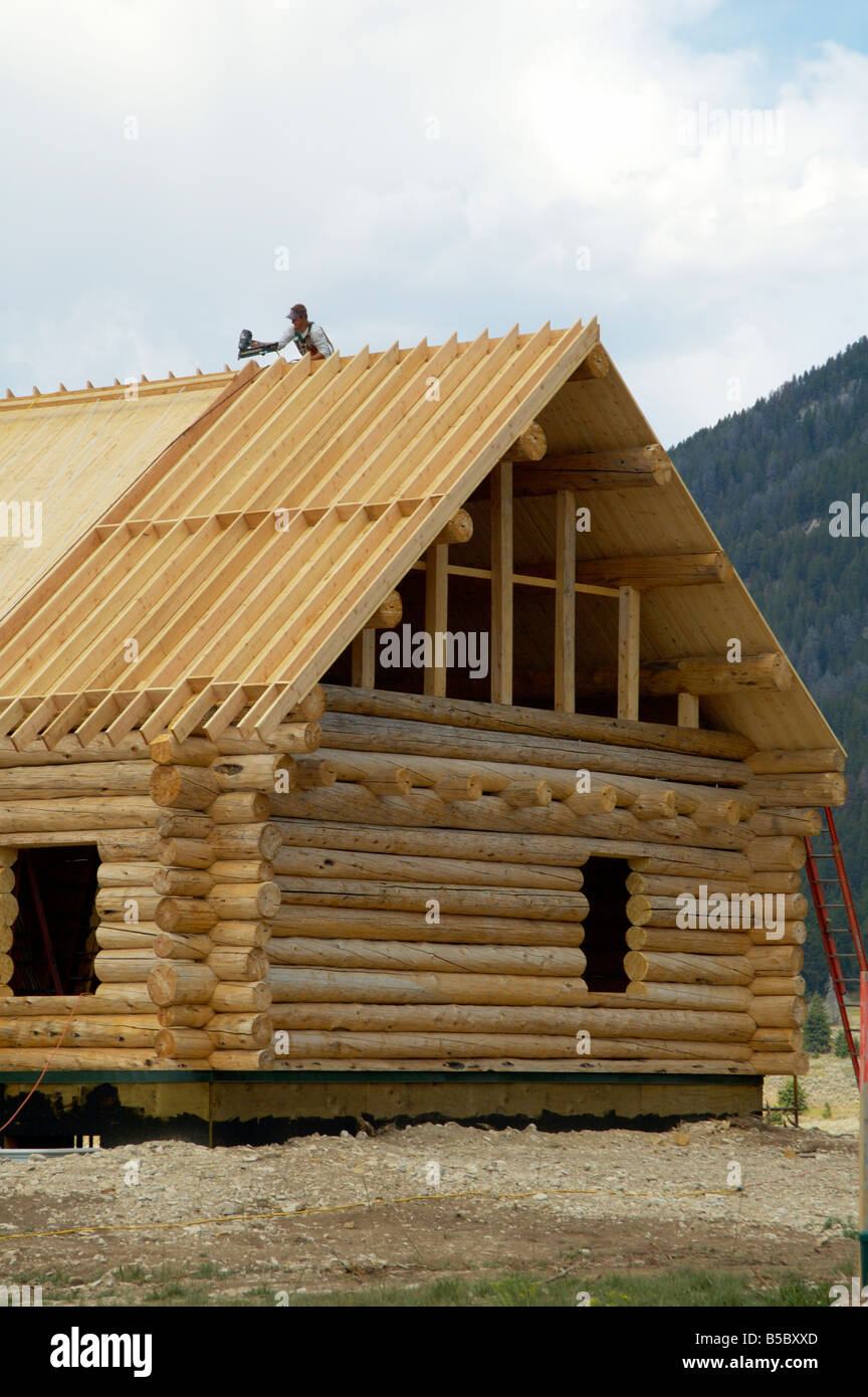 A New Log House Under Construction Stock Photo 20546245 Alamy