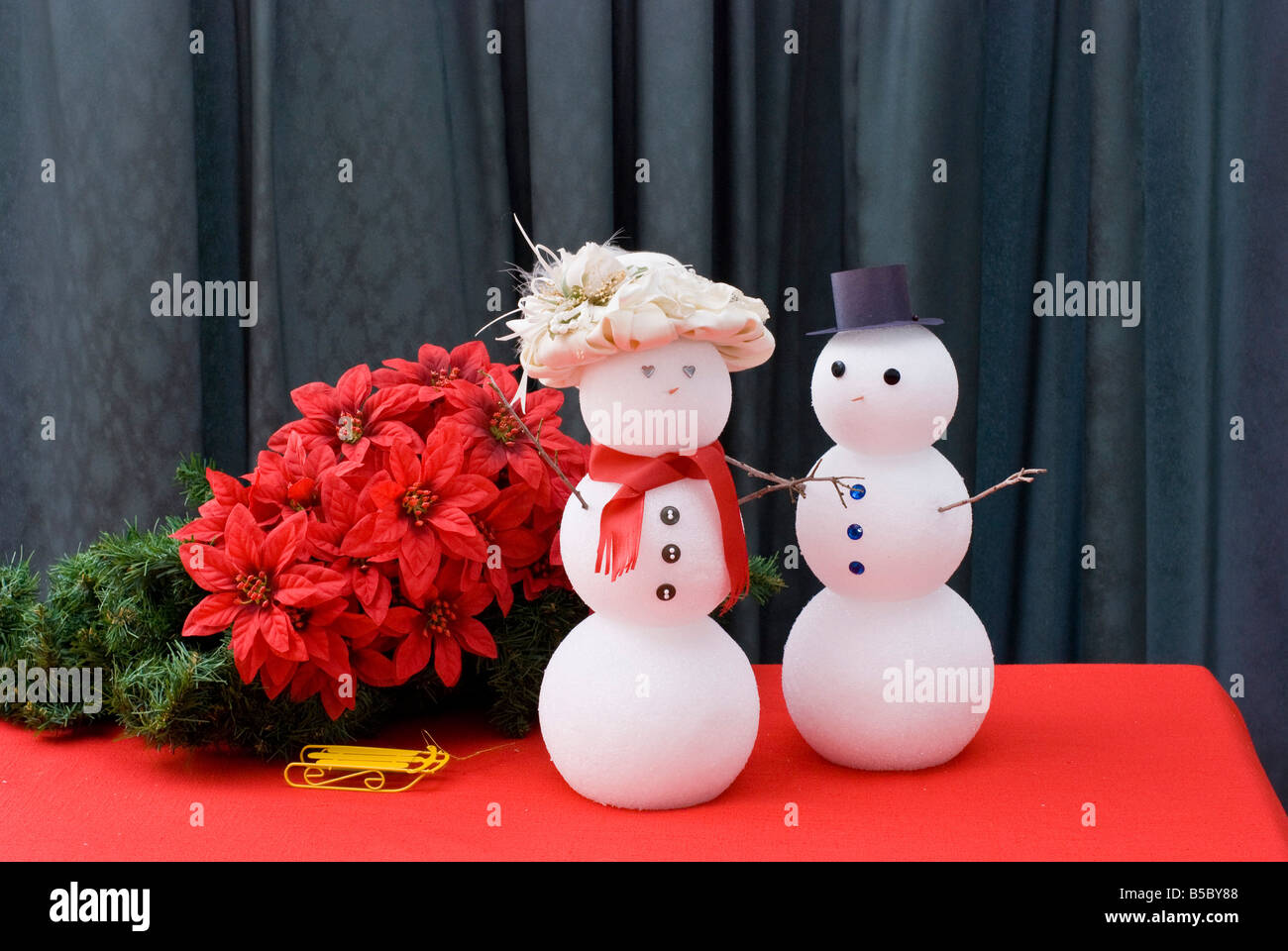 Snowmen decoration made with craft foam balls Stock Photo