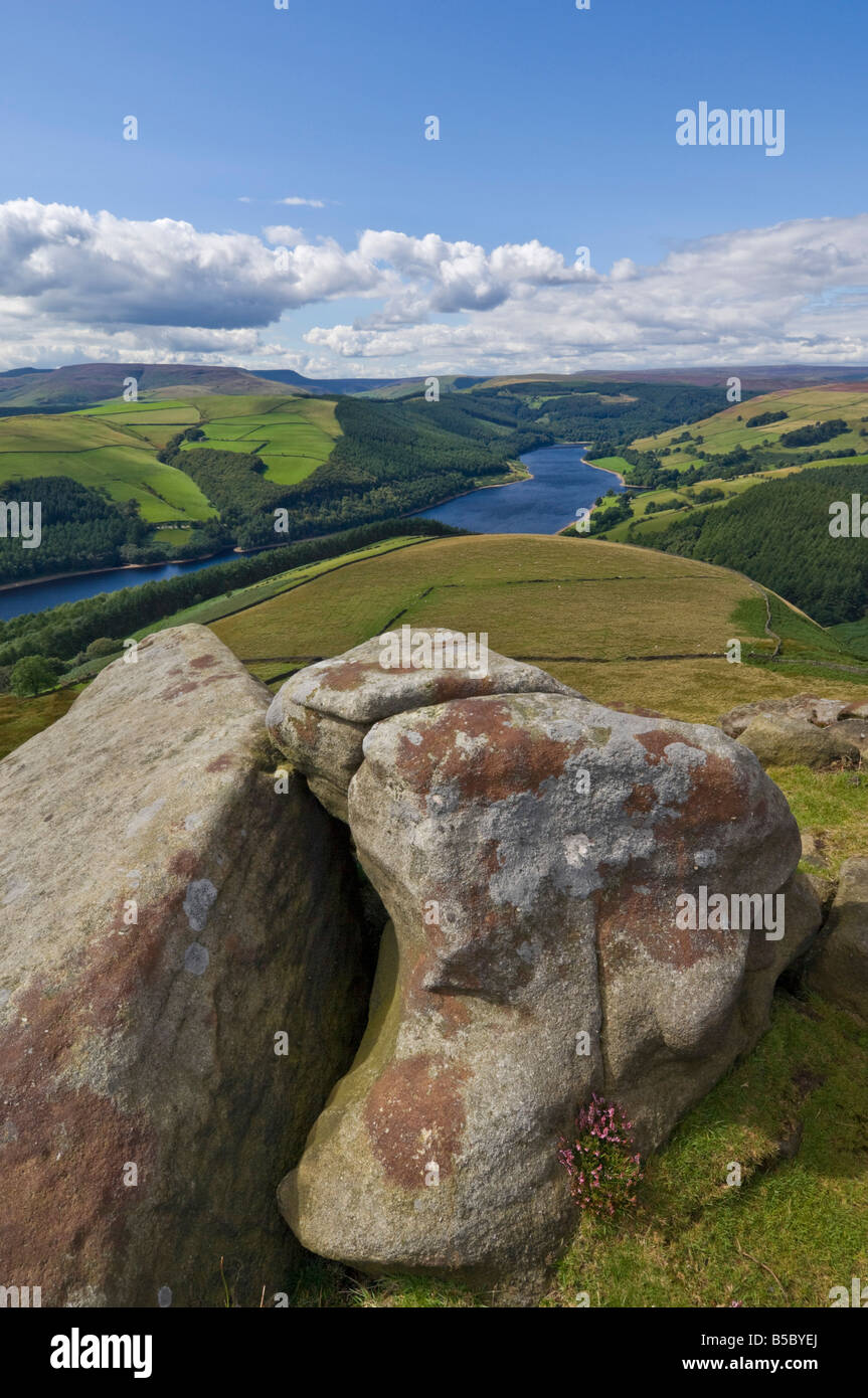 Whinstone lee tor Derwent edge Ladybower reservoir Derbyshire Peak ...