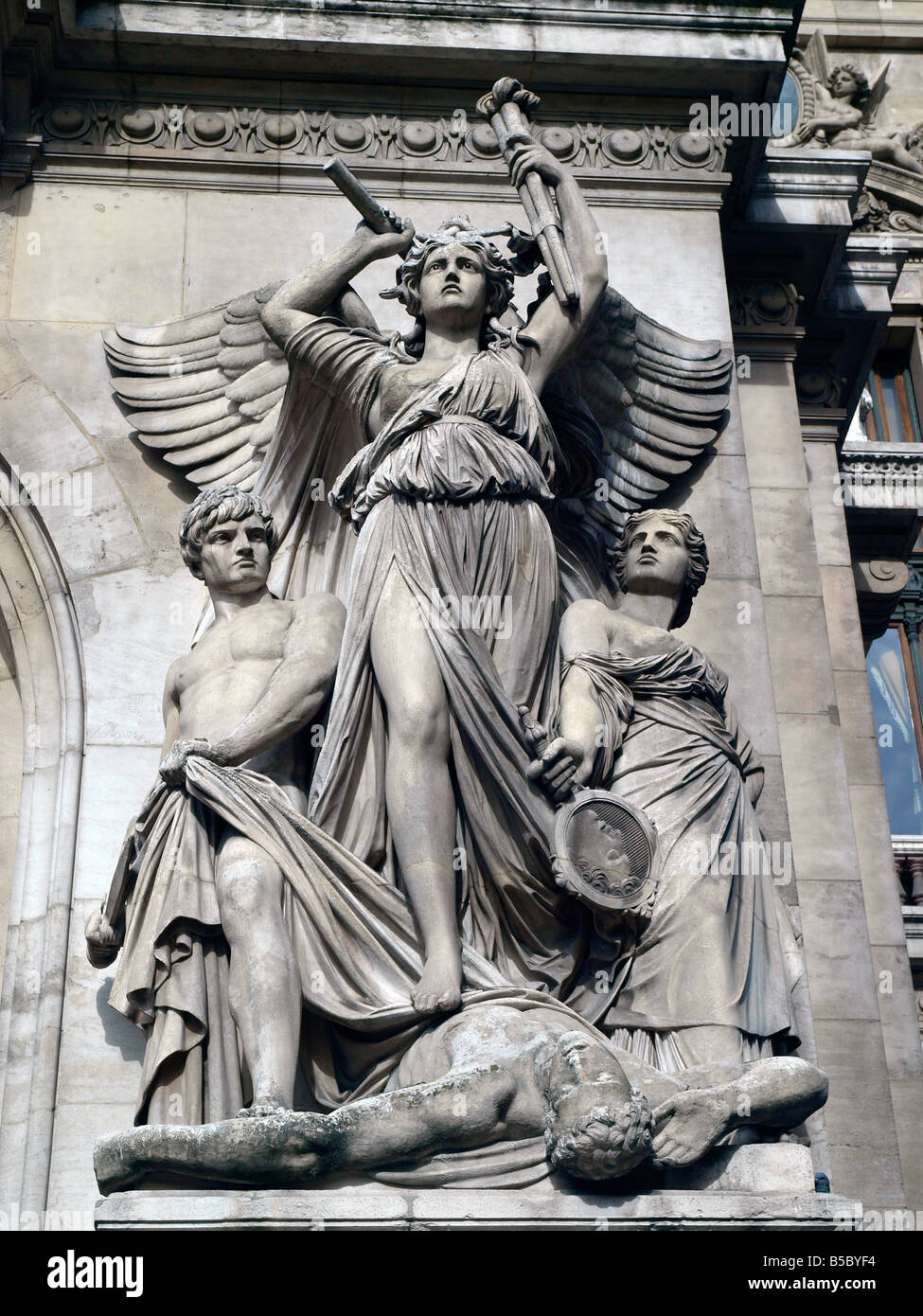 Lyrical Drama sculpture by Jean-Joseph Perraud facade of Opera Garnier Paris France Europe EU Stock Photo