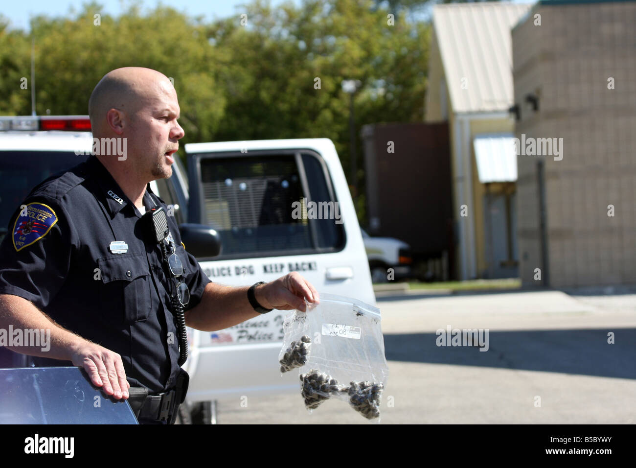 The Germantown Police Department K 9 Unit found drugs marihuana in a car during a search Wisconsin Stock Photo