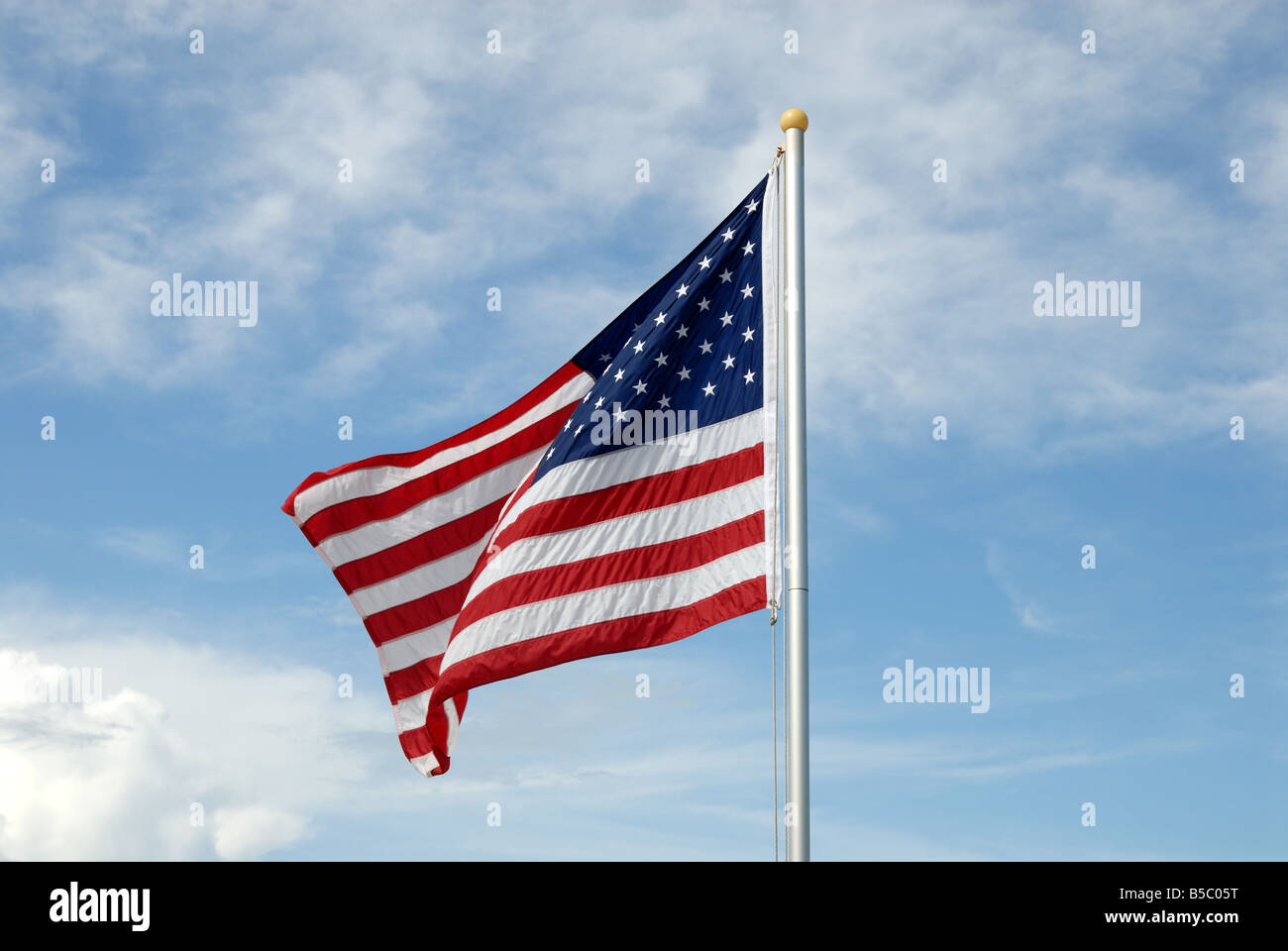 American state flag flying in the wind Stock Photo