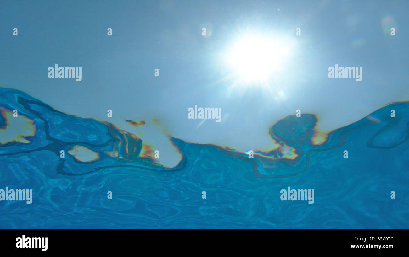 Abstract images of the water ripples on surface in a swimming pool ...