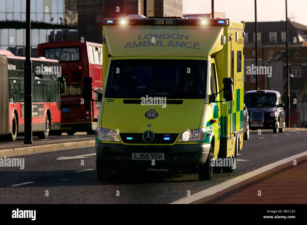 London Ambulance on emergency call Stock Photo
