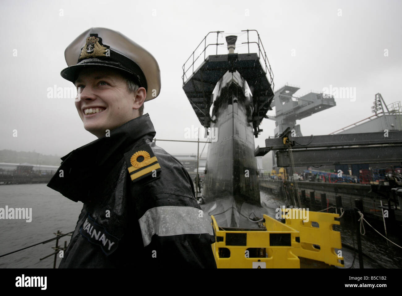 Lieutenant Alastair Harris on board HMS Vanguard berthed at Faslane Naval Base Stock Photo