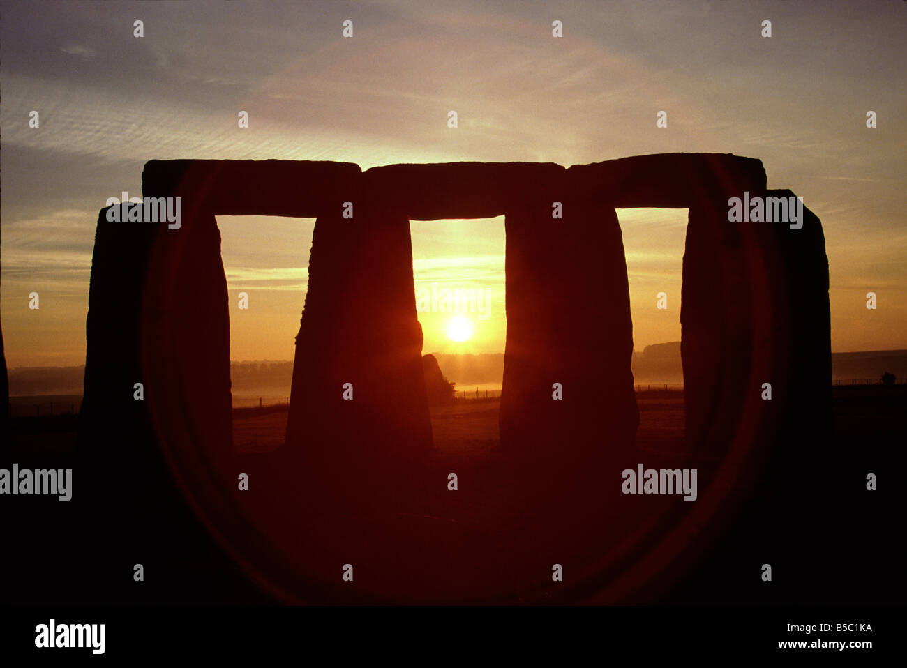 Midsummer sunrise at Stonehenge England Stock Photo