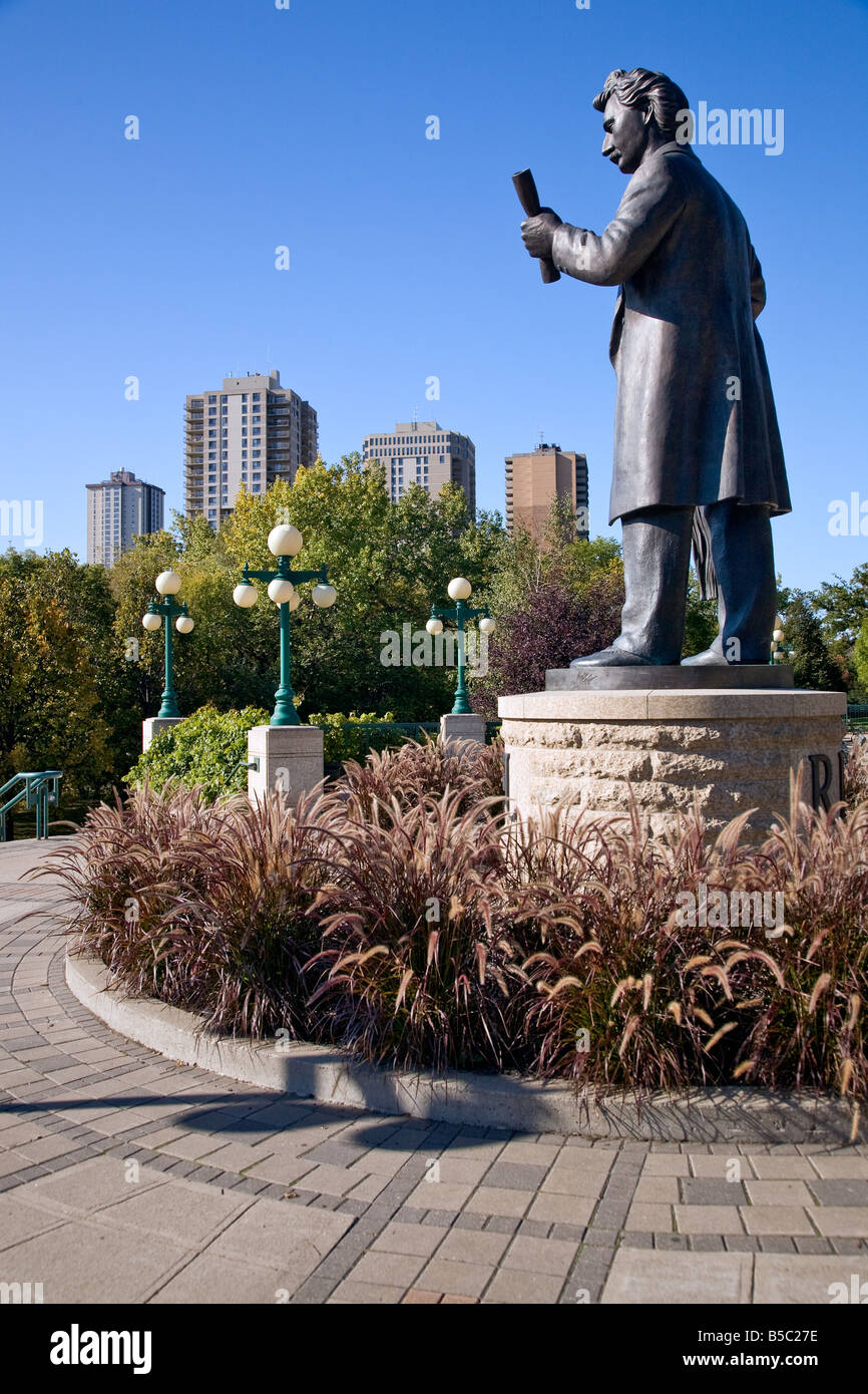 Louis Riel Statue, Winnipeg, Manitoba, Canada. Stock Photo