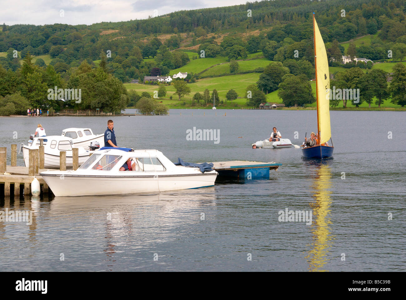 Sailing dinghy and selfdrive launches at Coniston, Coniston Water in