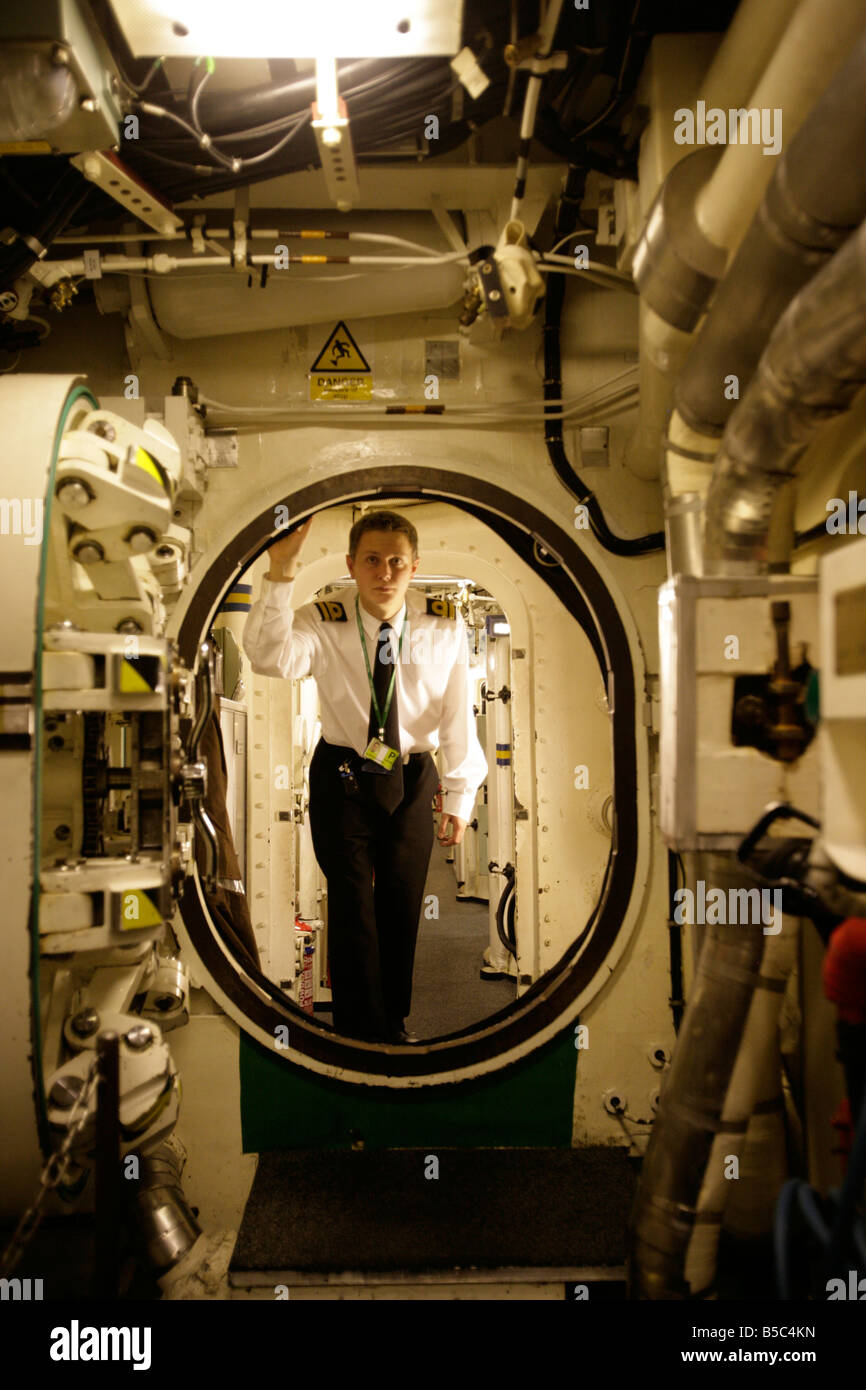 Lieutenant Alastair Harris on board HMS Vanguard berthed at Faslane Naval Base Stock Photo