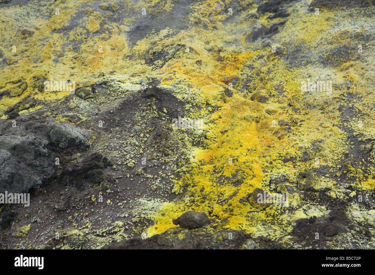 Yellow sulphur deposits inside Bocca Nuova crater, Etna volcano Stock ...