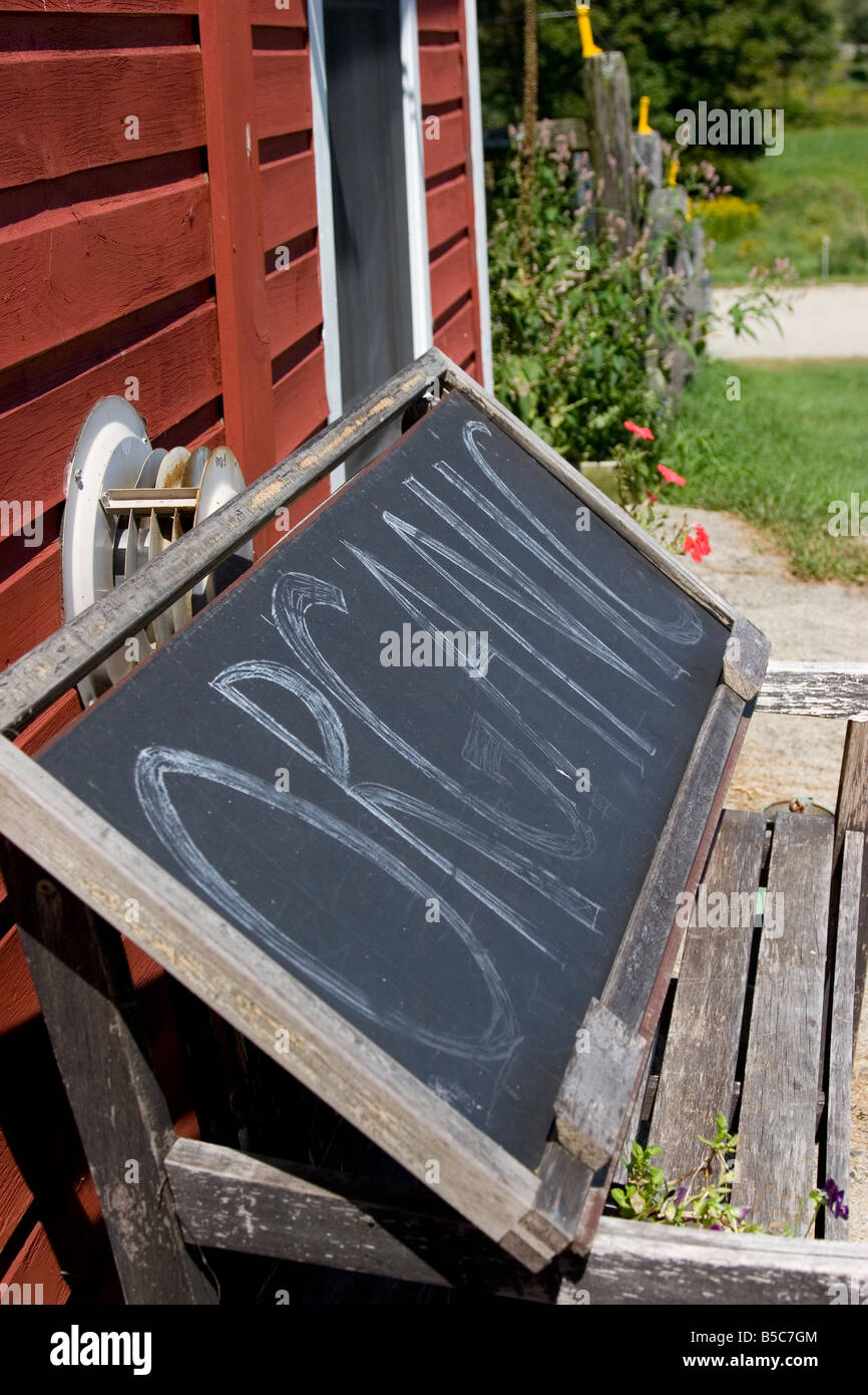 Organic food sign at organic market Stock Photo