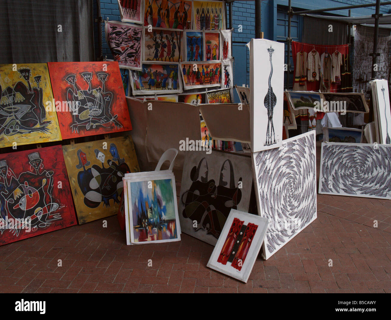 South Africa, street gallery, paintings Stock Photo Alamy