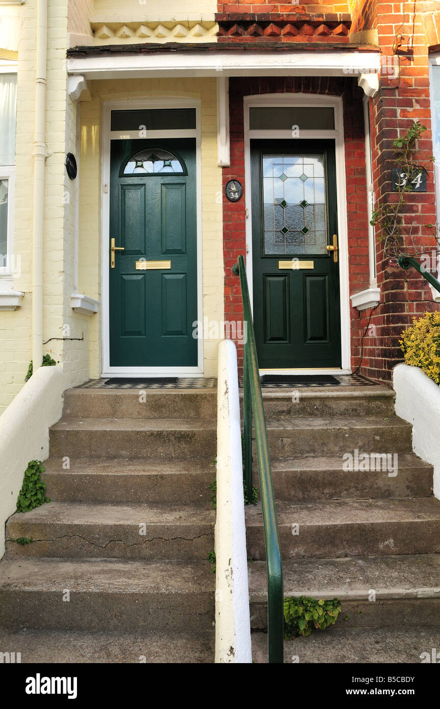 Two front door house, British Housing, Brighton and Hove, England Stock